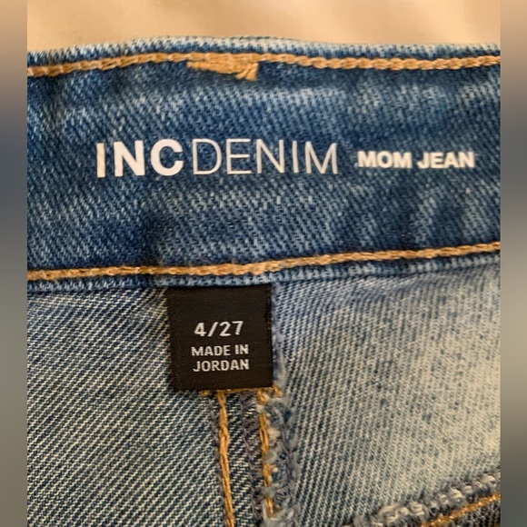 INC Denim Mom Jean size 4/27 light indigo metal rivet details along leg NWT - Picture 5 of 13
